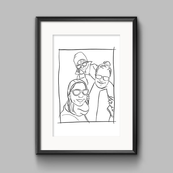 Drawing | individual image from your photo | Portrait | Line Art | Unique one-of-a-kind piece | digital download to print yourself