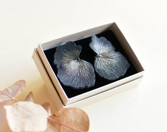 Flower petal, mushroom Gill earrings l aHandmade design l polymer clay statement earrings