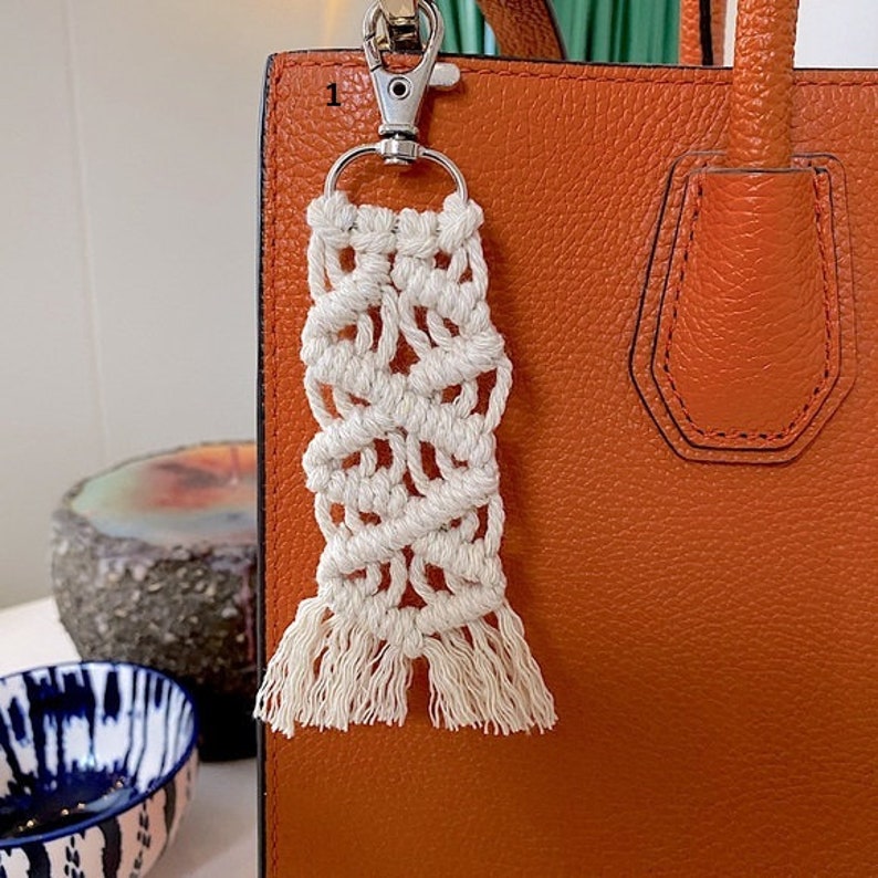 Purse Charm Boho Keychain Birthday Gift Mini Macrame Keychain Mini Wristlet