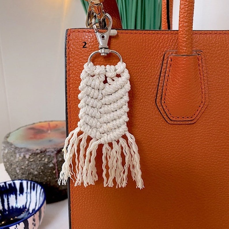 Purse Charm Boho Keychain Birthday Gift Mini Macrame Keychain Mini Wristlet