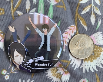 Persona 5 Video Game Inspired Kitagawa Yusuke Fox Confidante 2.25" Pinback Button