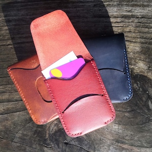 Titular de la tarjeta de cuero, Organizador, Cartera de cuero de grano completo, Minimalista, Regalo de caja de cuero