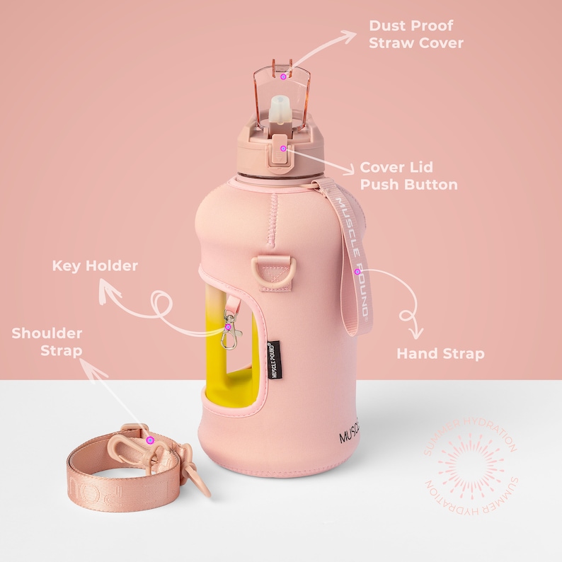 2 Liter Water Bottle With Sleeve and Covered Straw Lid BPA Etsy Canada