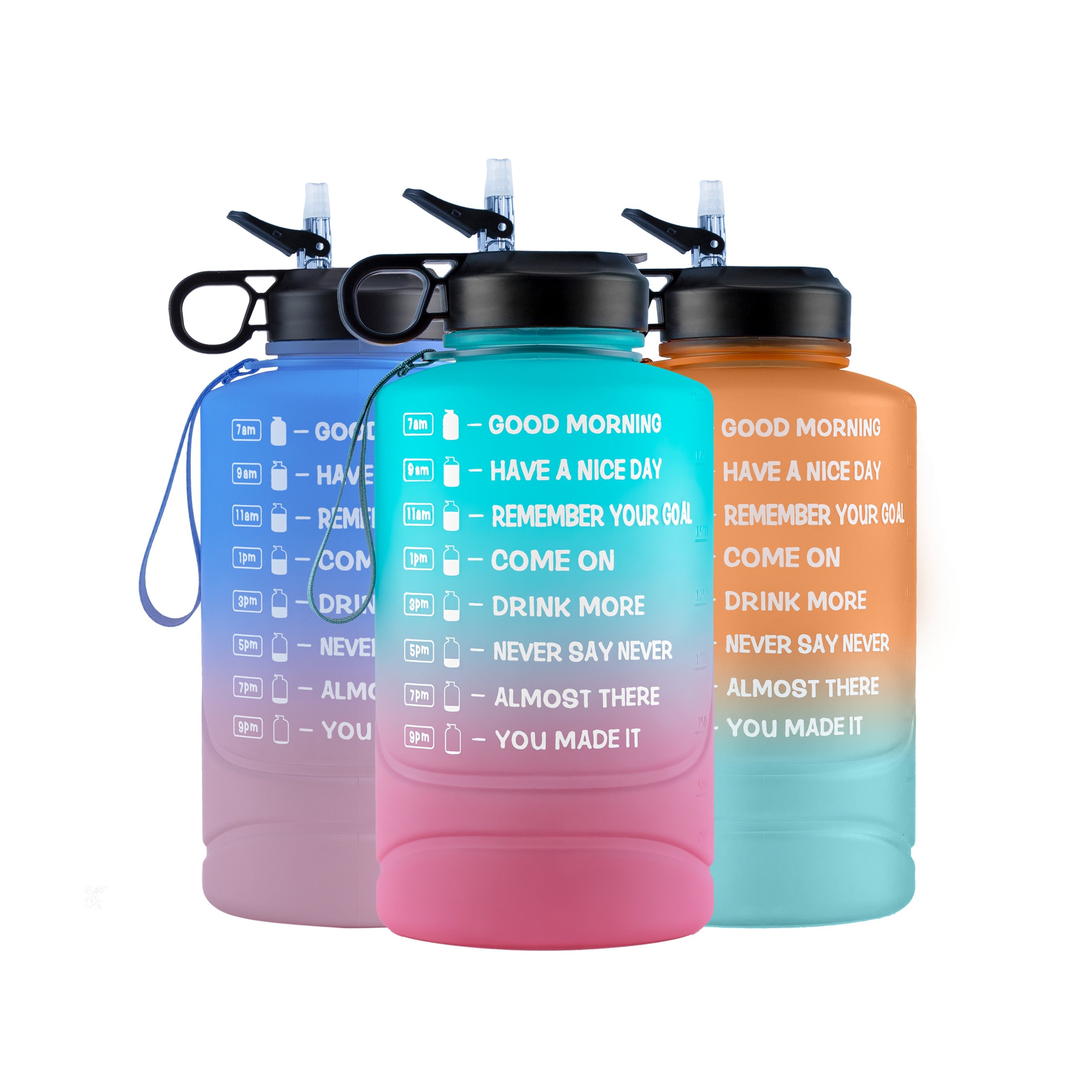 1100ml Sports Water Bottle with Time Marker BPA Free & Leak proof