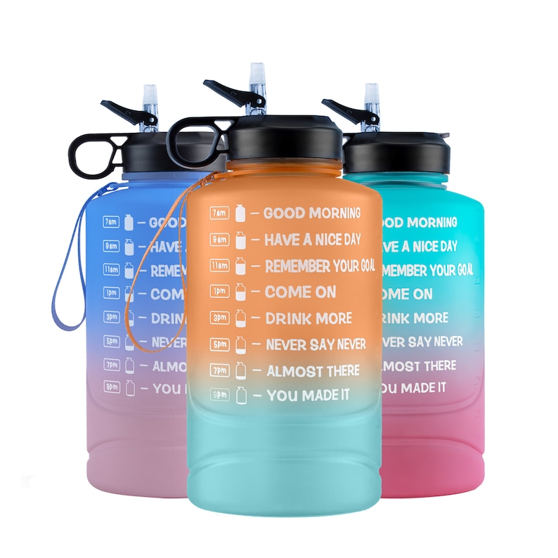 2 Litre Water Bottle With Straw & Time Markings 75 OZ Etsy