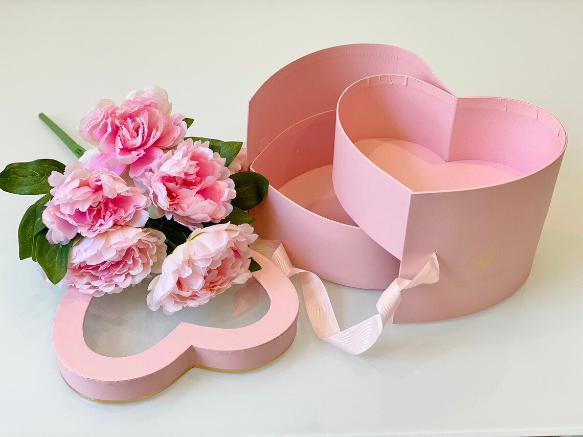 Flower Hat Box Empty Gift Box Flower Arrangement Heart Shaped Etsy