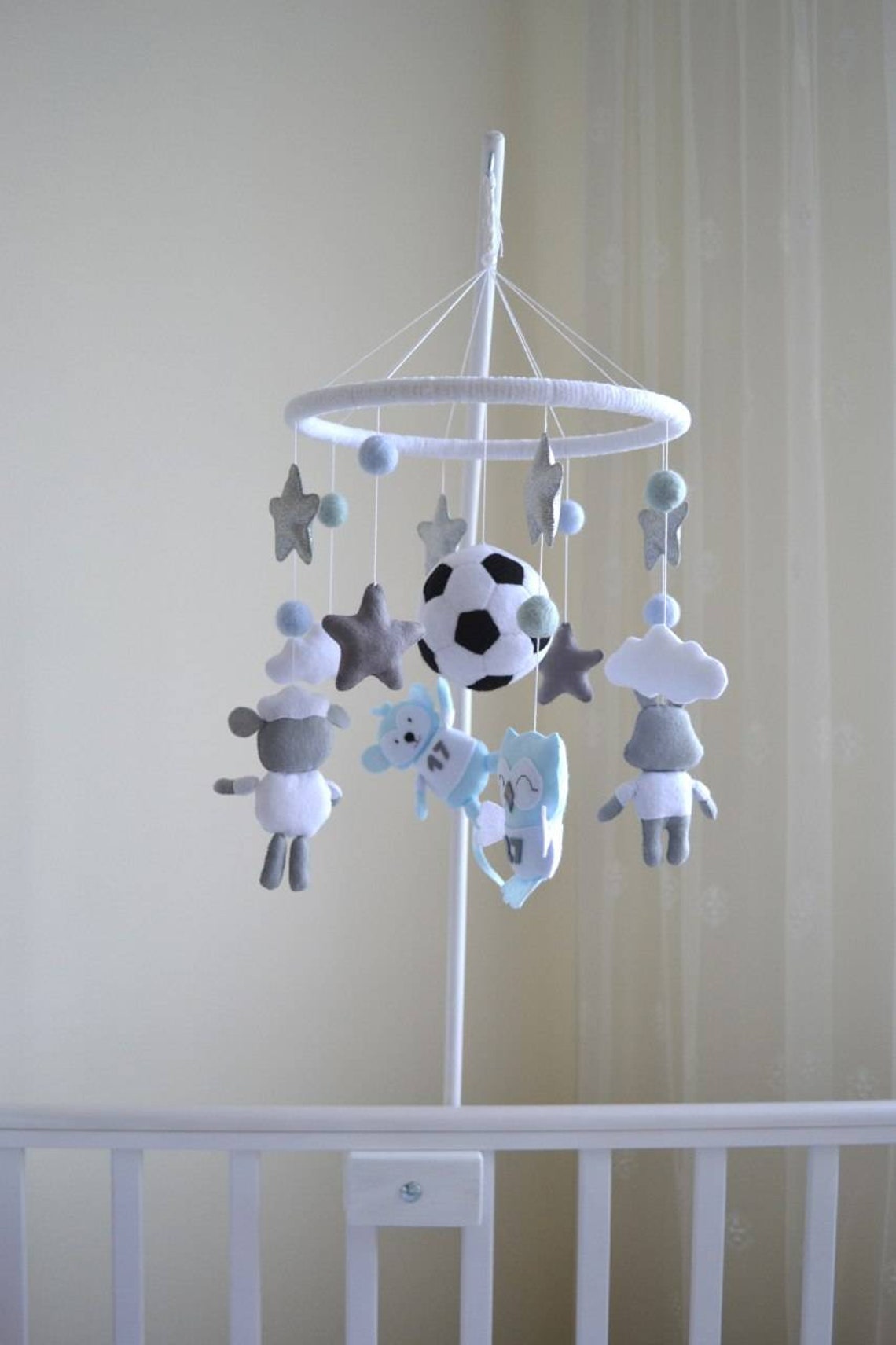 Baby boy crib mobile Sports crib mobile football team Etsy