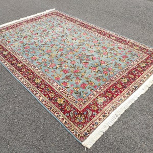 Vogel design hellblauer alter Teppich 591x886 Teppich | Etsy