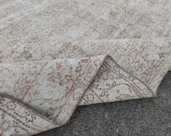 Vintage Rug 7x11, Oversize Turkish Rug, Hand Knotted Rug, Muted Rug, Rugs For Living Room, Bed Room Rug, Traditional Rug, Gi Rug