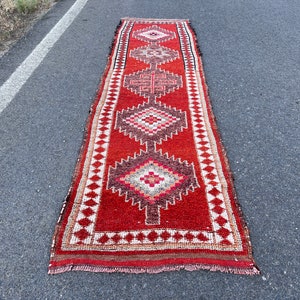Vintage Runner 3x11, Herki Runner Rug, Handcrafted Runner Rug, Runner Rug Gift, Runner Rug For Hallway, Herki Vintage Runner