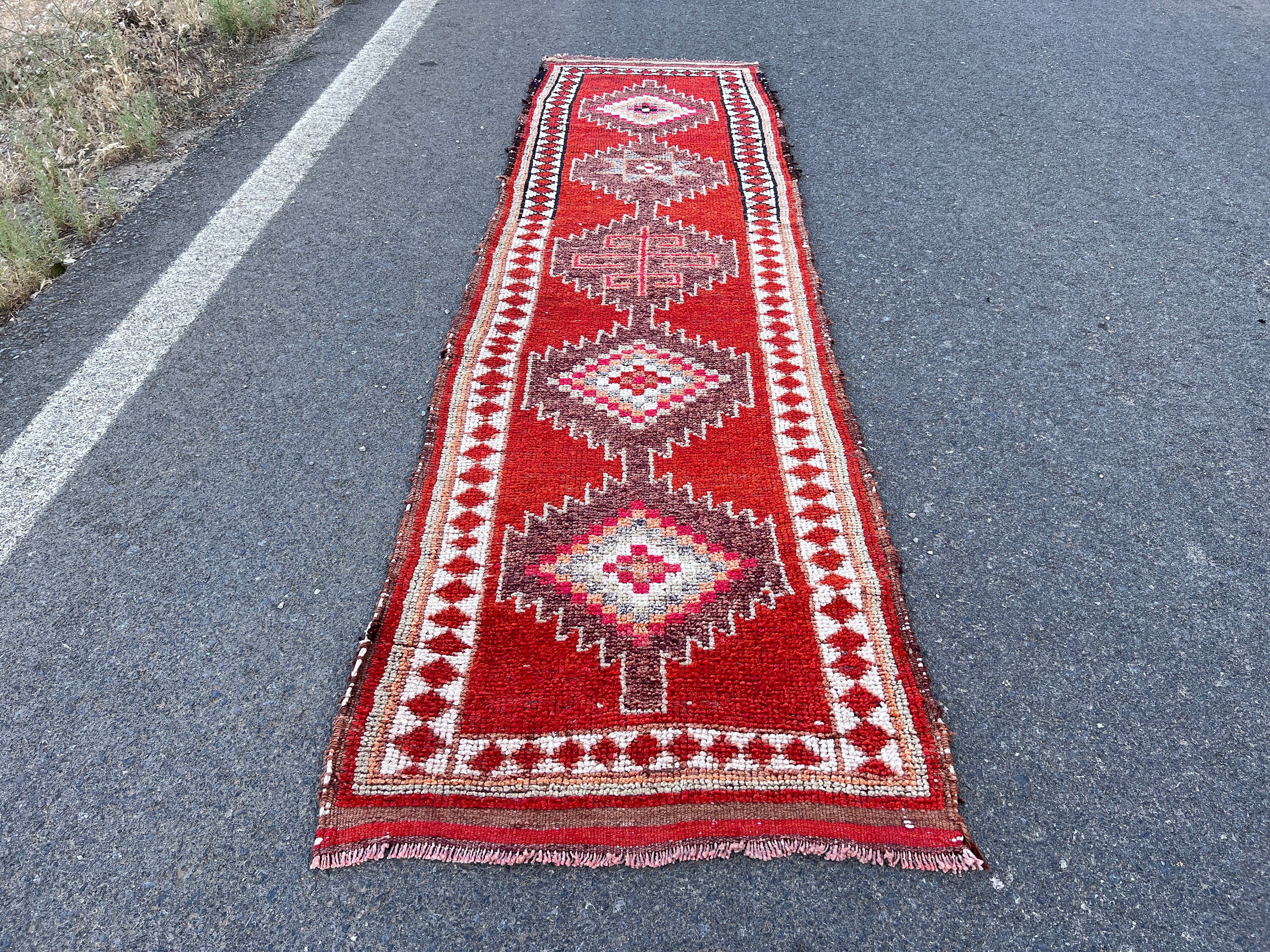 Vintage Runner 3x11, Herki Runner Rug, Handcrafted Runner Rug, Runner Rug Gift, Runner Rug For Hallway, Herki Vintage Runner
