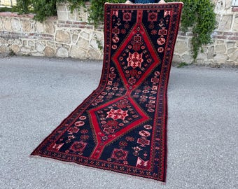 Ręcznie tkany turecki dywanik 4x10: orientalny czerwony dywan do przedpokoju