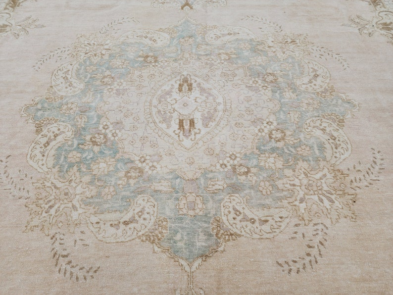 9x12 Vintage Rug, Larger Vintage Area Rug Neutral, Traditional Rugs for