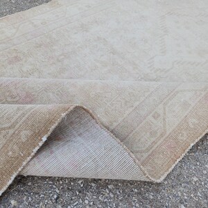 Vintage Runner 3x10, Beige Geometric Rustic Decor Rug Runner, Turkish Wool Runner Rug, Oriental Runner Rug, Bohem Decor Runner Rug