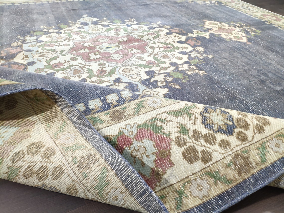 10x12 oversized blue vintage area livingroom rug bohemian Etsy