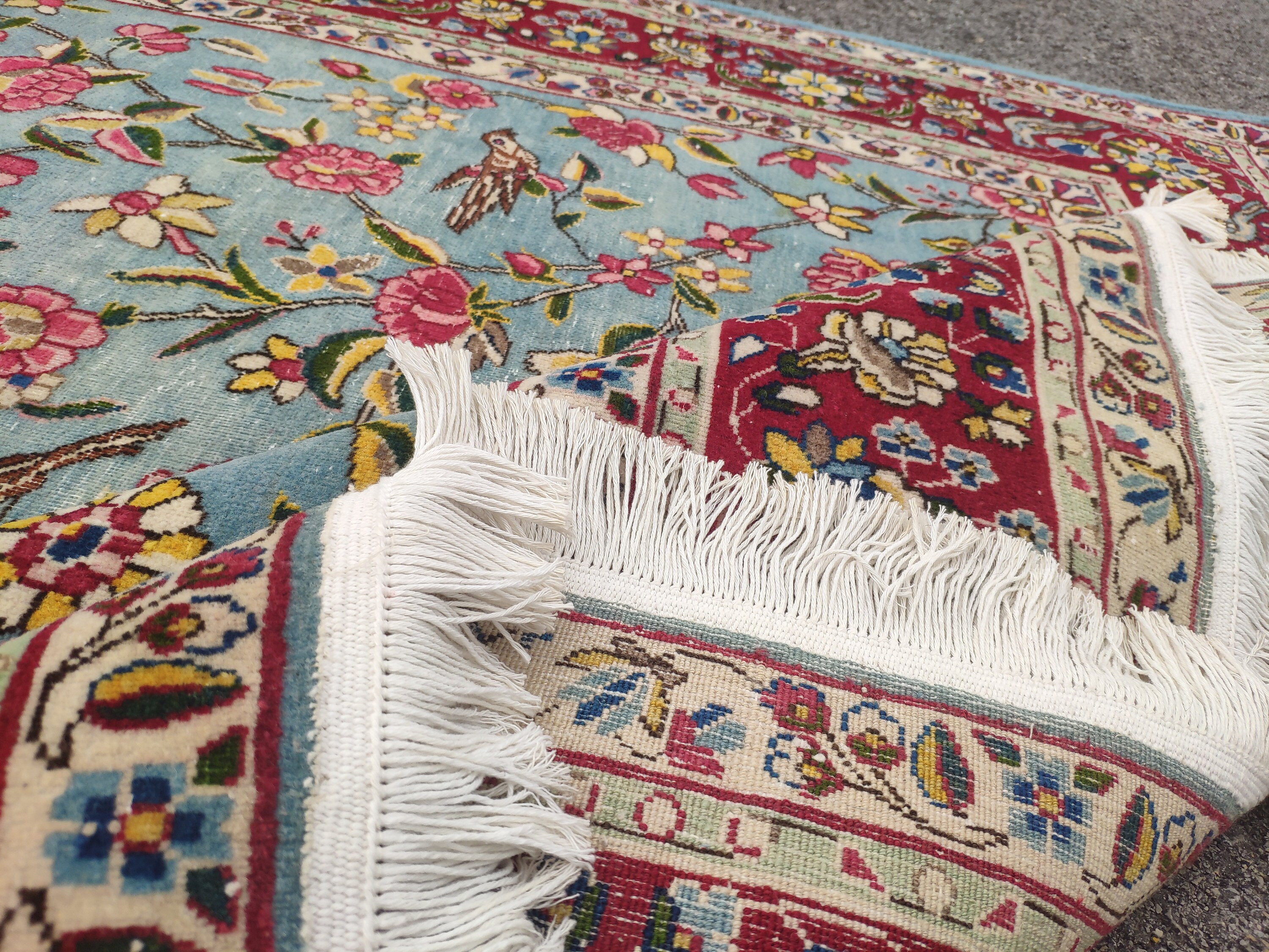 Vogel design hellblauer alter Teppich 591x886 Teppich | Etsy