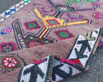 bohemian vintage herki runner-2.7x12.5 hand made wool on wool runner rug- home interior design area rug- rug for stair