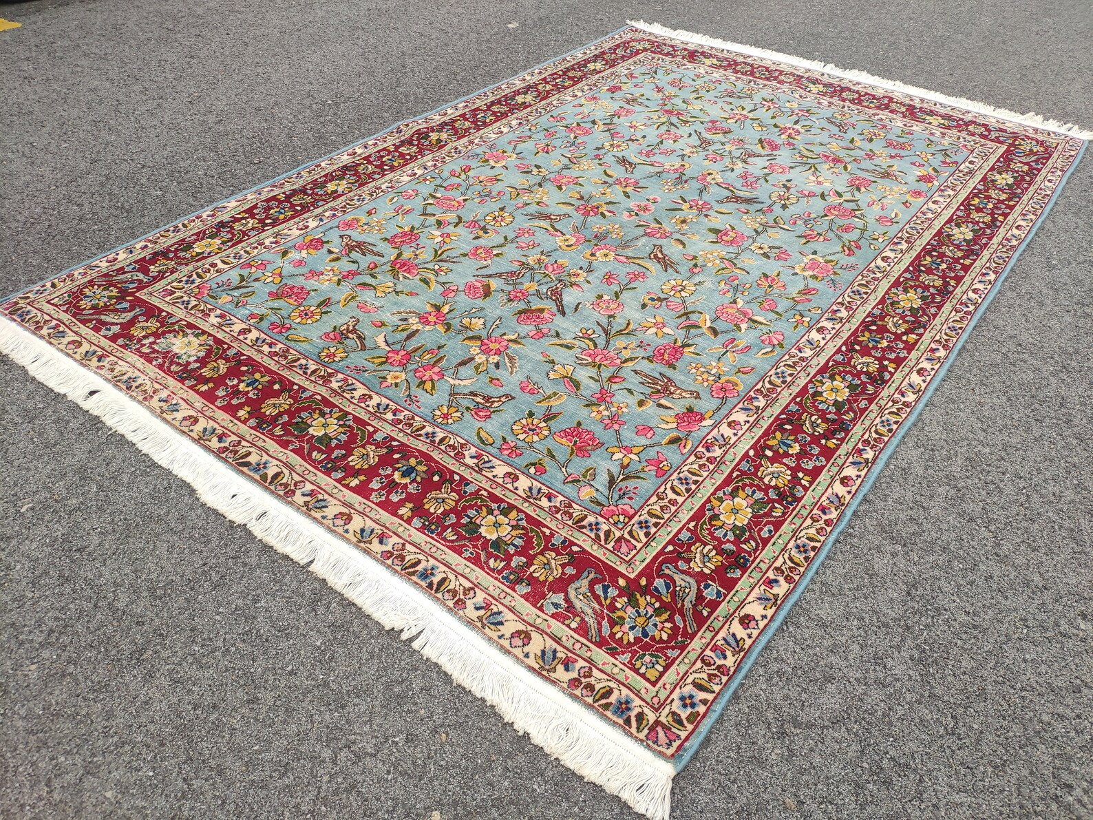 Vogel design hellblauer alter Teppich 591x886 Teppich | Etsy