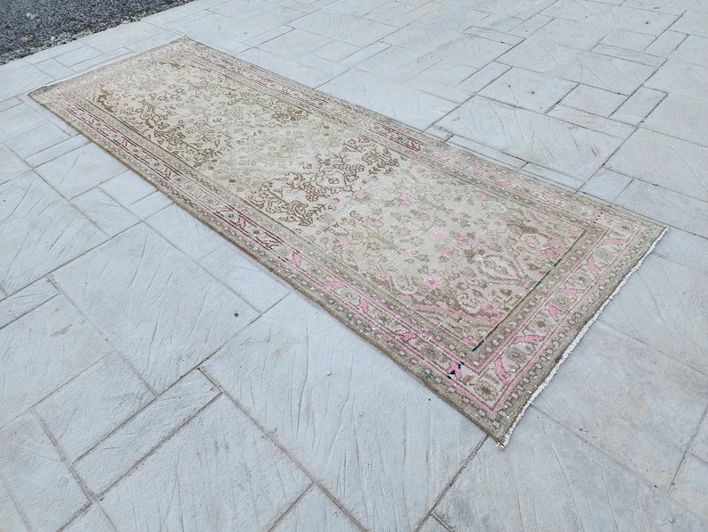 3x10 Vintage Runner Rug, Neutral Runner Rug, Hallway Runner Rug