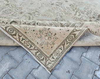 Wool Area Rug 10x13, Beige Rug, Gi Rug For Home, Hand Knotted Rug, Patterned Rug, Bohemian Rugs, Antique Rug