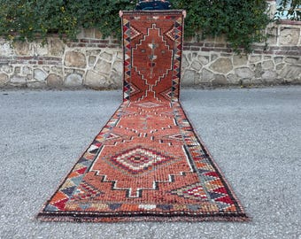2x11 Vintage Herki Rug: Natural Wool Runner, Tribal Rustic Design