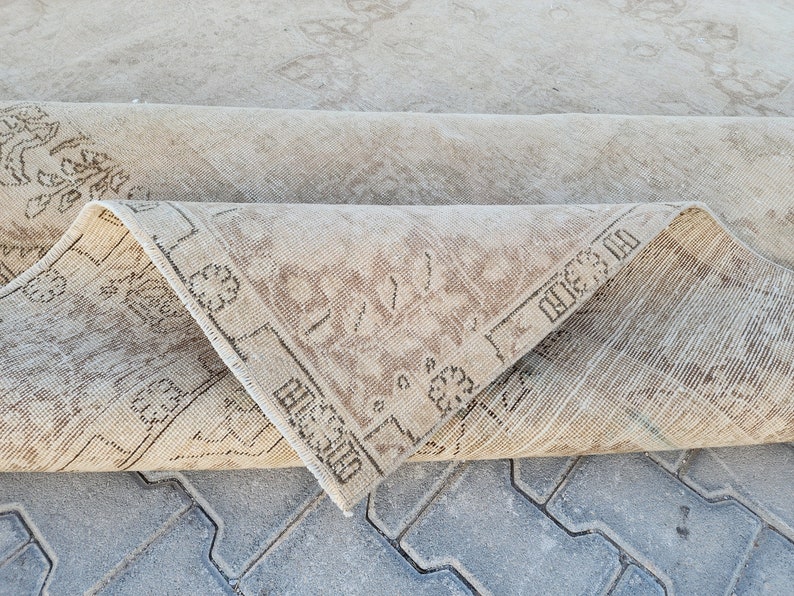 Oushak Rug 9x12, Vintage Hand Knotted 9x12 Rug, Gray and Ivory 9x12
