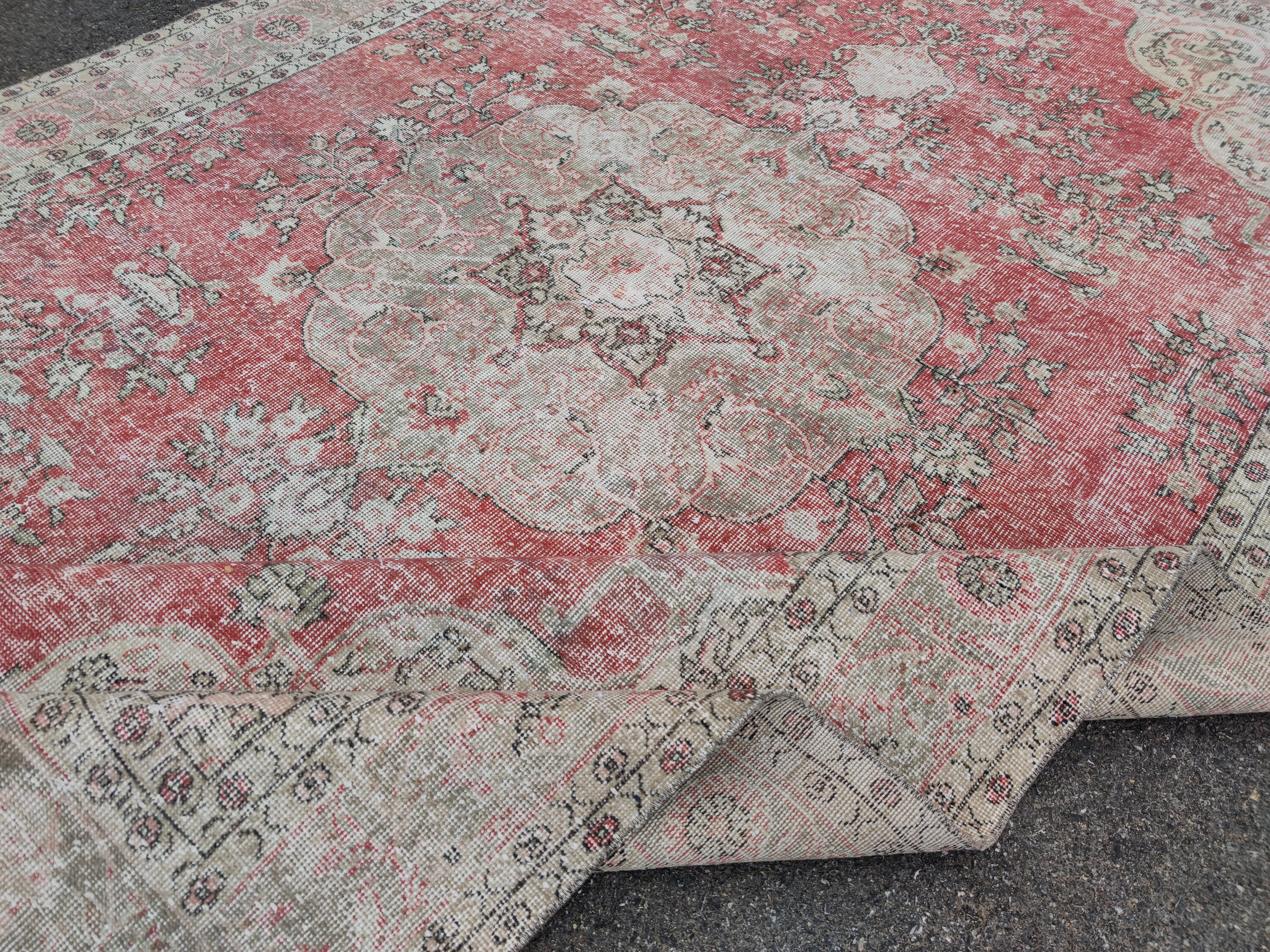 Vintage Rug 8x12, Red Turkish Rug, Rustic Vintage Rug, Rugs For Living Room, Hand Made Rug, Oriental Rug, Gi Rug, Bed Room Rug
