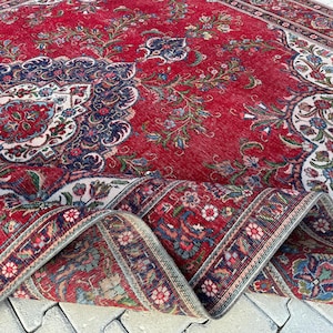 Wool Rug 10x13, Red Area Rug, Handmade Rug, Vintage Rug, Hand Made Rug, Wool Rug, Oriental Rug, Gi Rug For Living Room, Gi Rug For Mom