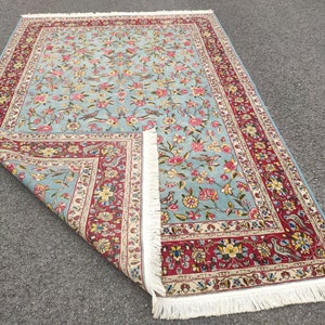 Vogel design hellblauer alter Teppich 591x886 Teppich | Etsy