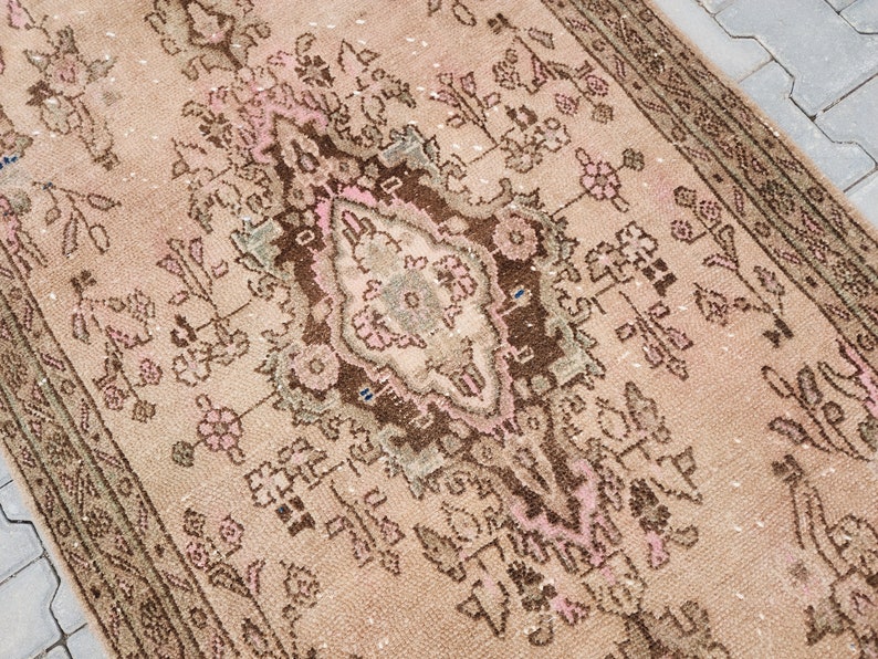 4x10 Vintage Rug, Turkish Rug Runner, Rustic Runner Rug, Wool Rug