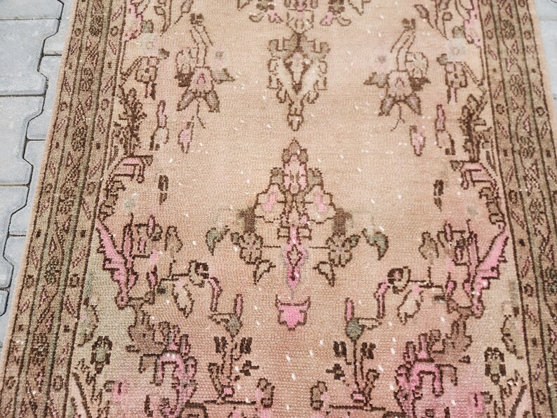 4x10 Vintage Rug, Turkish Rug Runner, Rustic Runner Rug, Wool Rug