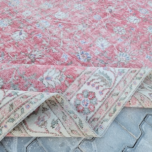 Vintage Rug 6x9, Red Turkish Rug 6 x 9 Red, 6x9 semi antique rugs, Gift Rugs For Home, Hand Knotted Rug, Antique Christmas,