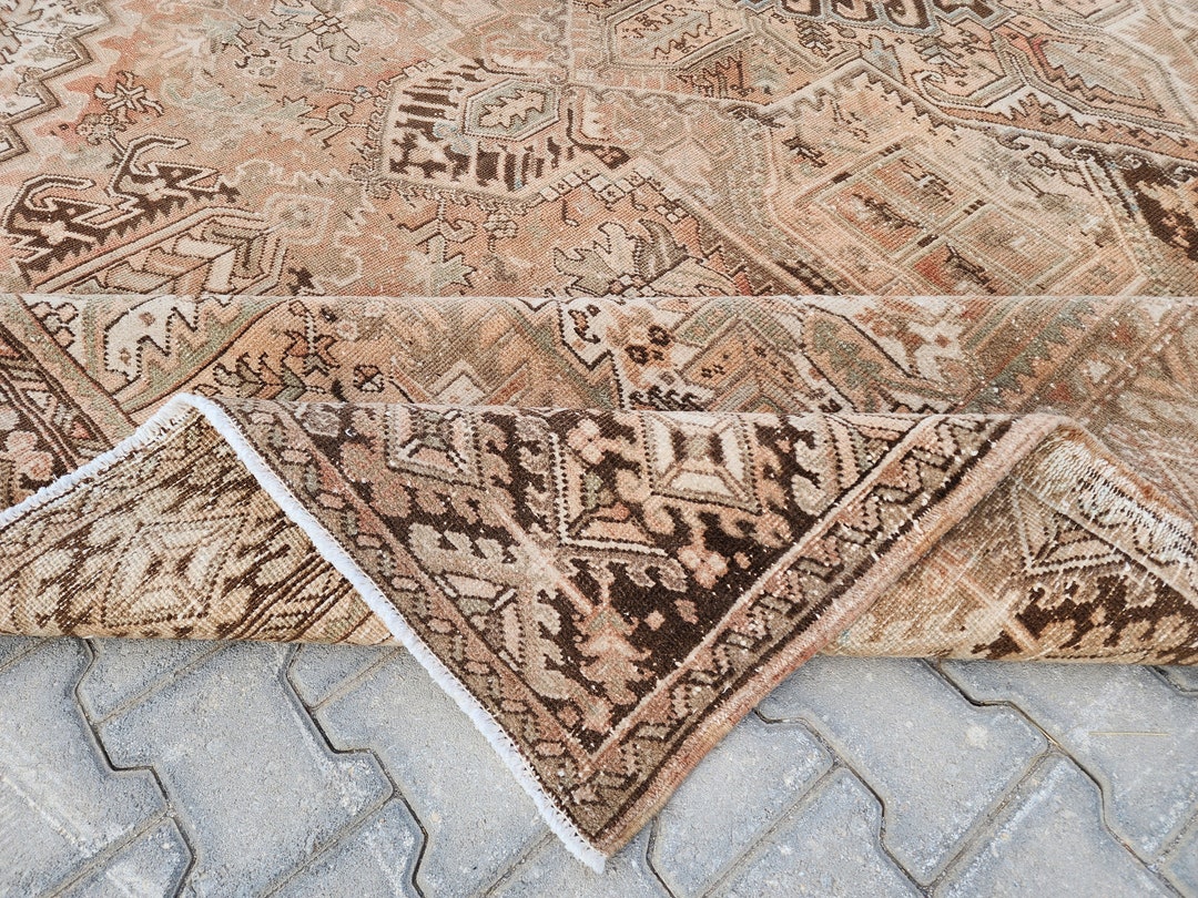 Natural Heriz Rug 10x13 Beige Area Rug Bohemian Vintage Rug Etsy Canada