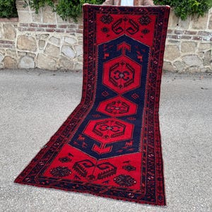 Handmade Red Wool Runner Rug 3x9: Rustic Oriental Decor