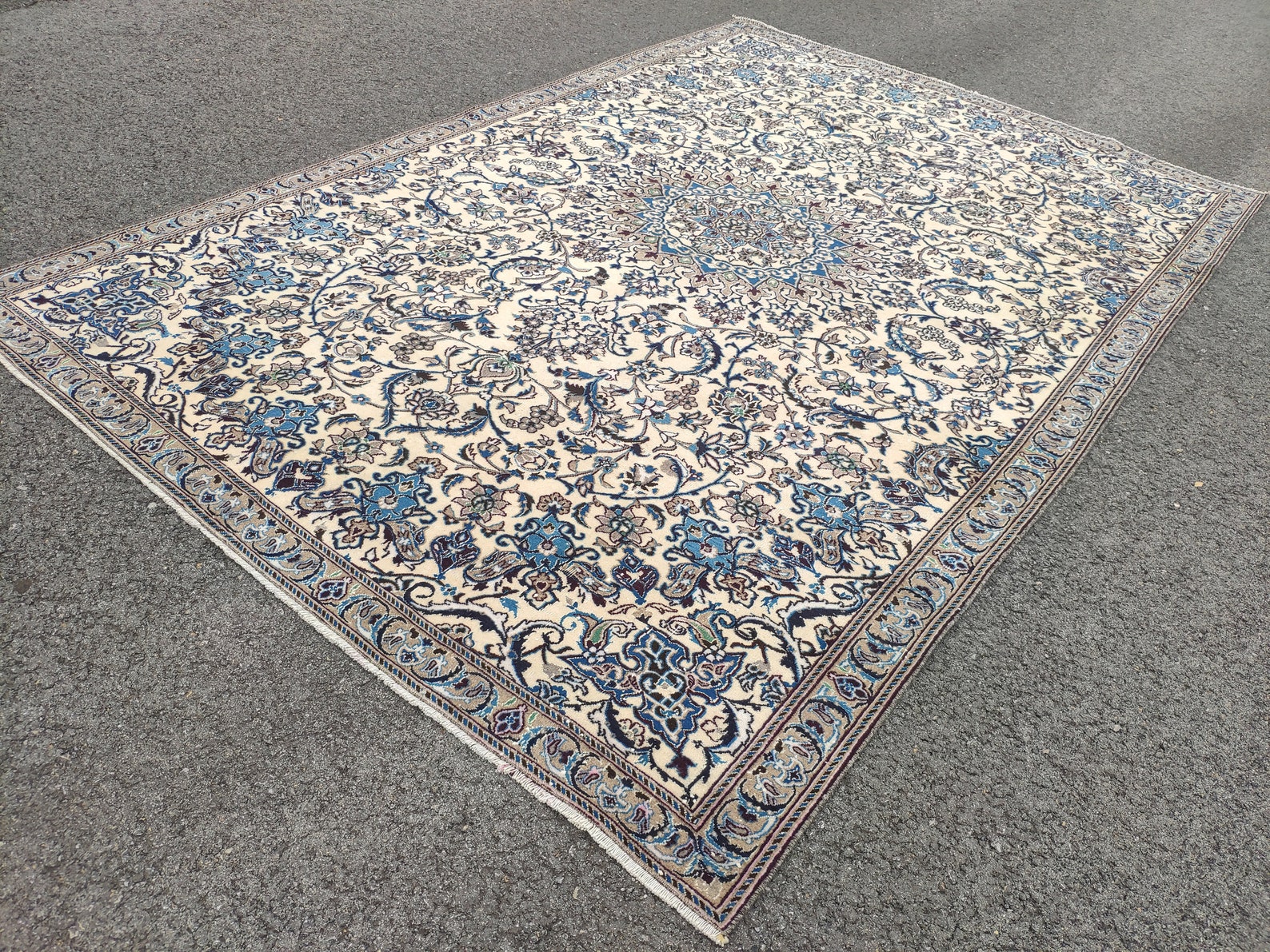 7x10 silk white old vintage rug rustic rug loom rug for Etsy