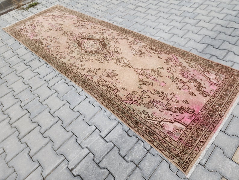 4x10 Vintage Rug, Turkish Rug Runner, Rustic Runner Rug, Wool Rug