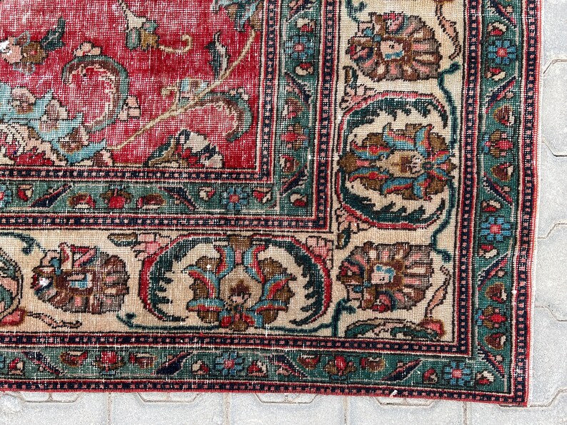 Vintage Rug 8x12, Red Rug, Oversized Rug, Handmade Rug, Vintage Rug