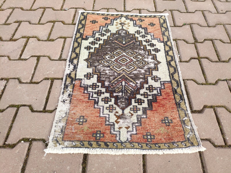 bohemian minis rug- 1,80x2,72 feet- oushak small rug,boho small size rug,bath mat area rug turkish small rug rustic rug