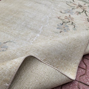 Wool Rug 4x6, Oushak Rug Green, Neutral Tribal Turkish Rug, Cream Bedroom Rug, Rugs For Dining Room, Rugs For Home Decor