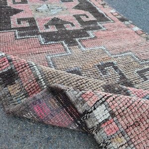 3x10 kithcen vintage rug runner- Turkish area vintage runner rug- herki runner rug for kitchen or hallway- wool on wool runner rug