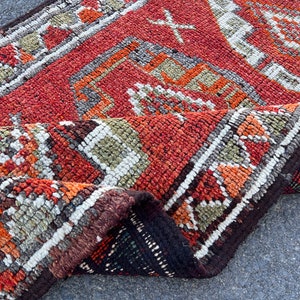 natural runner rug 3x8.8- herki vintage runner rug- kitchen runner rug- home interior design soft herki runner rug- wool runner rug