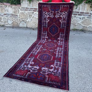 Entry Runner Rug 3x9, Red Soft Runner, Vintage Runner Rug, Hand Crafted Runner, Rustic Rug, Persian Runner Rug, Kitchen Runner Rug