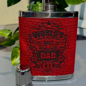 Personalised Leather Hip Flask with Cap, 7oz, Engraved, Groomsmen Gifts, Custom Groomsmen Flask, Best Man Gifts, Customisable, Customised