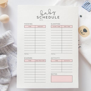 Baby Food Schedule, Newborn Feeding Log, Baby Shower Gift, Diaper Change, Gender Neutral, New Mom Gift, Babysitter, First Time Mom, Nanny