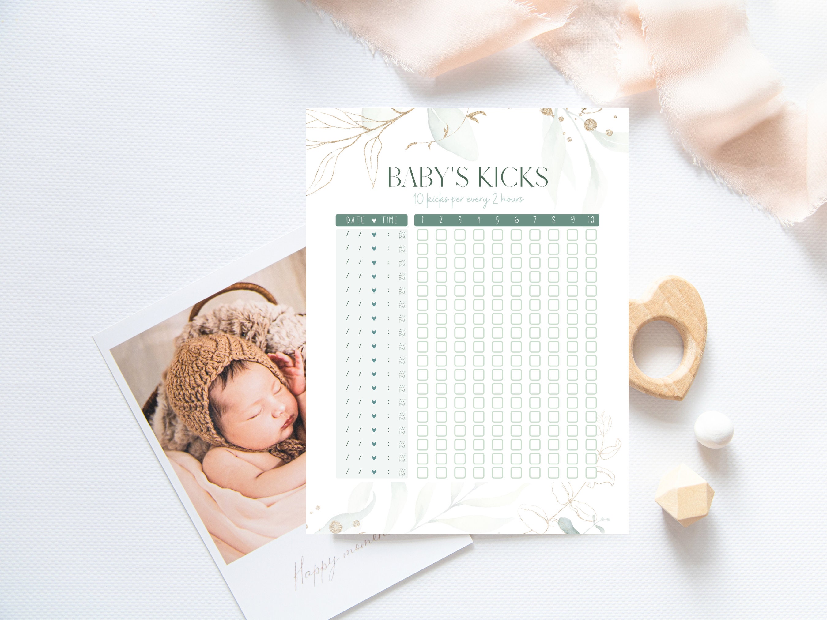 Kick Count Chart, Baby Kick Planner, Fetal Movement Tracker, Printable