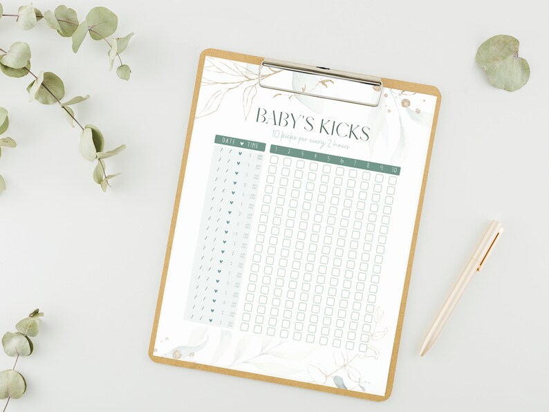 Kick Count Chart, Baby Kick Planner, Fetal Movement Tracker, Printable