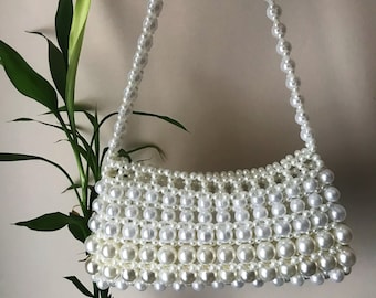 Handmade Pearl Bead Evening Bag, Bridal Purse