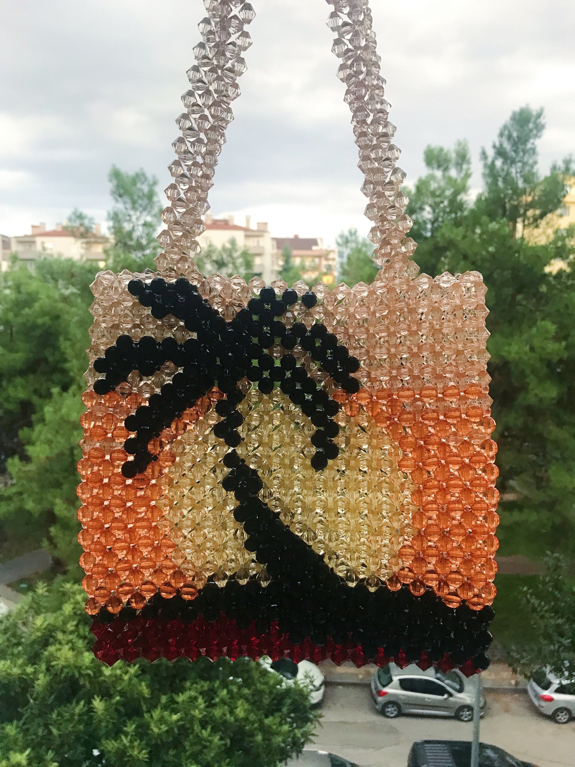Palm Shimmers Beaded Tote