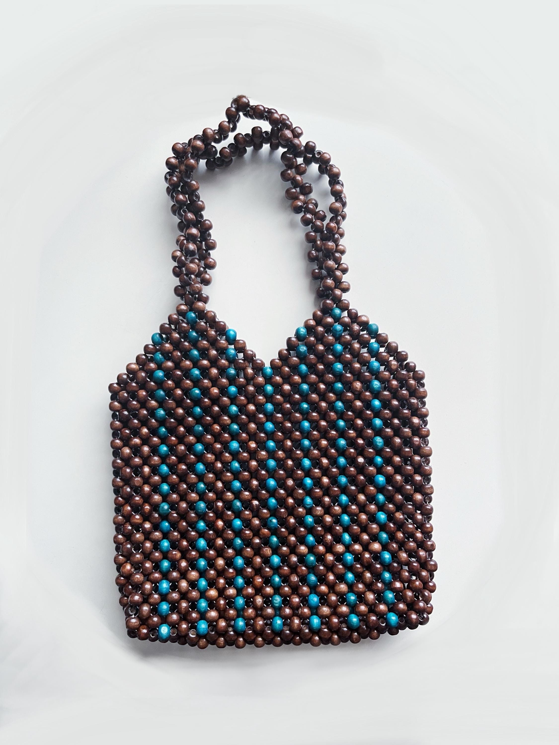 Handmade Wood Beaded Shoulder Bag, Colorful Vintage Style - Etsy