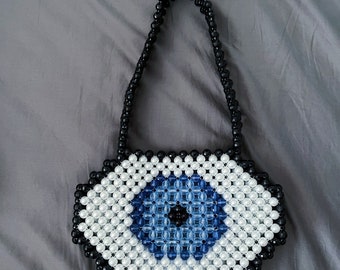 Handmade Pearl Beaded Evil Eye Bag
